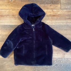 Zara Girls Navy Faux Fur Winter Coat
